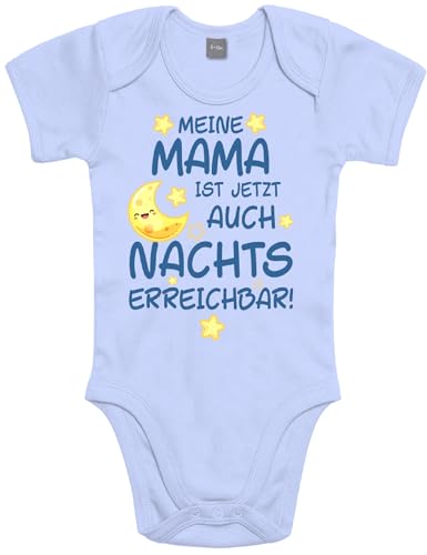 Shirtoo Lustiger Baby Body mit Spruch - Meine Mama ist jetzt auch Nachts erreichbar - Geschenk zur Babyparty von Shirtoo