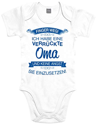 Shirtoo Supersüßer Baby Body Strampler Finger Weg! Ich Habe eine verrückte OMA für Jungen und Mädchen als Geschenk zur Geburt/Erstausstattung von Shirtoo