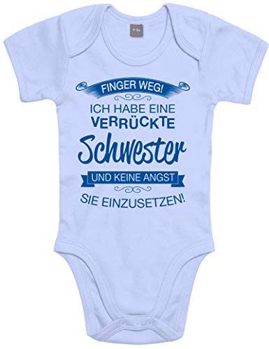 Shirtoo Supersüßer Baby Body Strampler Finger Weg! Ich Habe eine verrückte Schwester für Jungen und Mädchen als Geschenk zur Geburt/Erstausstattung von Shirtoo