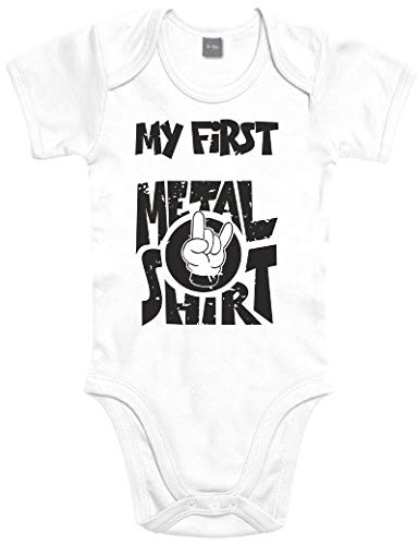 Supersüßer Baby Body Strampler My First Metal Shirt für Jungen und Mädchen als Geschenk zur Geburt/Erstausstattung von Shirtoo