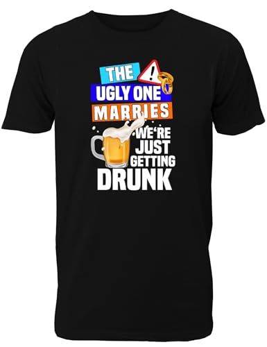 T-Shirt Junggesellenabschied Männer: The Ugly one marries - We Are just Getting Drunk für den Bräutigam - JGA T-Shirt Herren von Shirtoo