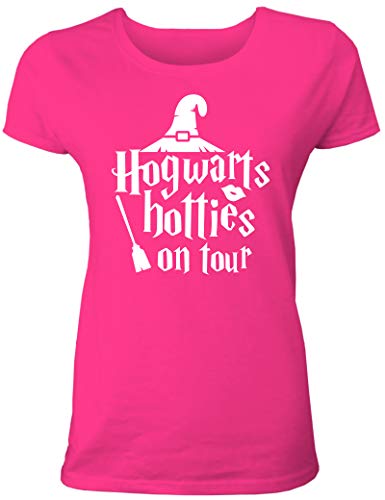 T-Shirt Junggesellinnenabschied Frauen: Hogwarts Hotties on Tour für das JGA Team der Braut, Junggesellenabschied Damen T-Shirt von Shirtoo