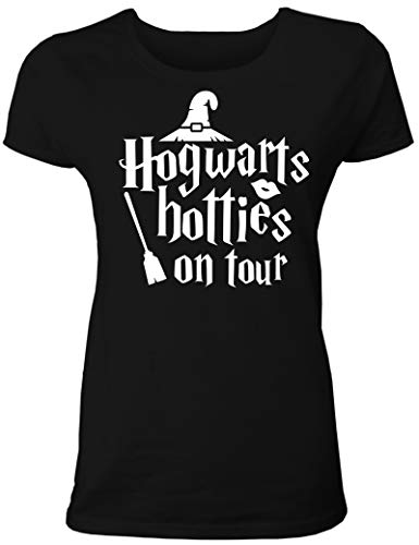 T-Shirt Junggesellinnenabschied Frauen: Hogwarts Hotties on Tour für das JGA Team der Braut, Junggesellenabschied Damen T-Shirt von Shirtoo
