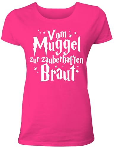 T-Shirt Junggesellinnenabschied Frauen: Vom Muggel zur zauberhaften Braut für die Braut - JGA Damen T-Shirt Junggesellenabschied von Shirtoo
