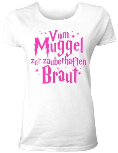 T-Shirt Junggesellinnenabschied Frauen: Vom Muggel zur zauberhaften Braut für die Braut - JGA Damen T-Shirt Junggesellenabschied von Shirtoo