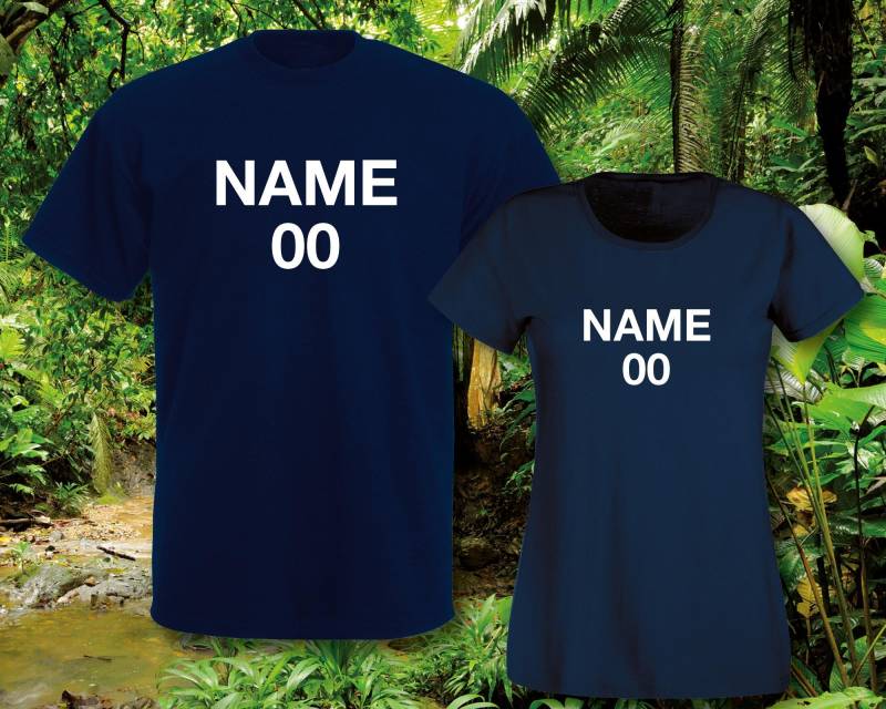 Damen T-Shirt Dschungelcamp Wunschname Und Nr. Dschungel Fun-Shirt von ShirtparadeShop