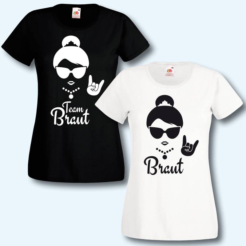 T-Shirt, Jga Team Braut Hipster, Black/White Edition, Junggesellinnenabschied von ShirtparadeShop