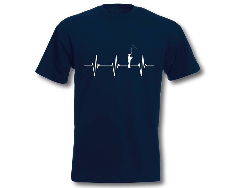 T-Shirt Herzschlag Angeln Angler Fun-Shirt Herren Sport Freizeit Ekg von ShirtparadeShop