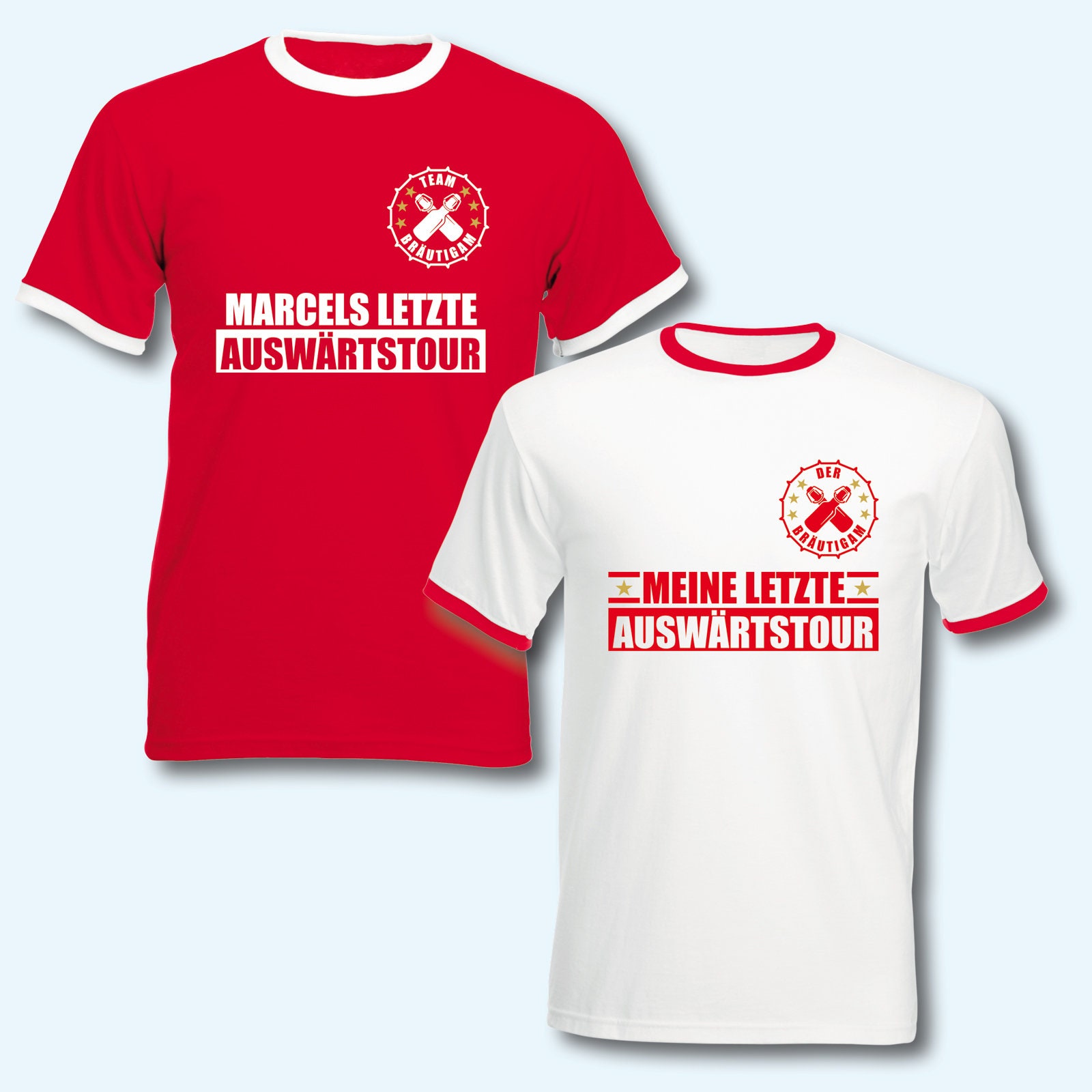T-Shirt Trikot Retro-Shirt, Jga Auswärtstour, Junggesellenabschied, Fußball, Wunschname von ShirtparadeShop