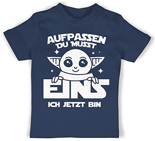 Baby T-Shirt Mädchen Jungen - 1. Geburtstag - Aufpassen du musst eins ich jetzt Bin - 6/12 Monate - Navy Blau - Geschenk einjähriger Junge geburtstagsshirt+1+Jahr 1 Jahr für 1-jährige Tshirt von Shirtracer