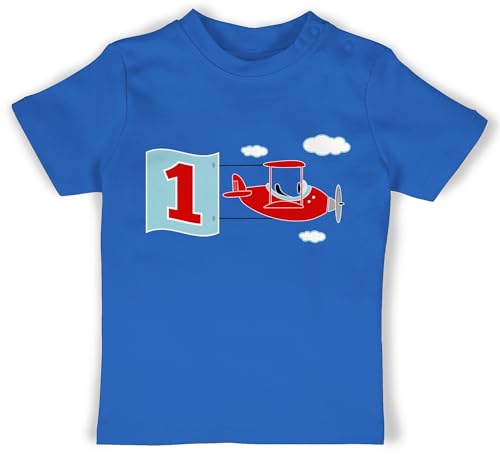 Baby T-Shirt Mädchen Jungen - 1. Geburtstag - Flugzeug Erster - 12/18 Monate - Royalblau - geburtstagsshirt 1 Jahr First Birthday Shirt Outfit one Year Old Tshirt t 1jahr Junge Klamotten 14. von Shirtracer
