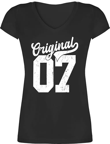 T-Shirt Damen V Ausschnitt - 18. Geburtstag - Original 2007 - M - Schwarz - Geschenke für eine 18 jährige Tshirt volljährig 2005 Shirts Shirt zum mädchen 18ten 2006 Tshirts Geschenkideen 18ter von Shirtracer