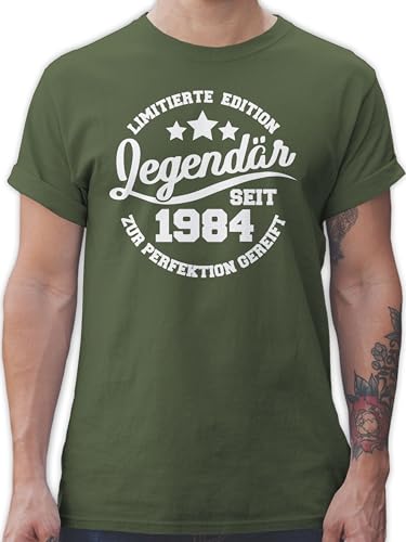 T-Shirt Herren - 40. Geburtstag - Legendär seit 1984 - weiß - L - Army Grün - Shirt männer 40 Tshirt Geschenk zum 40er Mann t Frauen t-Shirts lustiges Geburtstagsgeschenk Maenner Jahre Men von Shirtracer