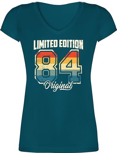 T-Shirt Damen V Ausschnitt - 40. Geburtstag - Limited Edition 1984 Original Vierzigster - XS - Türkis - 40 Tshirt Shirt Frauen 40ig Jahre t Shirts Frau tailliert Geburtstags 40ster t-Shirts 40ter von Shirtracer