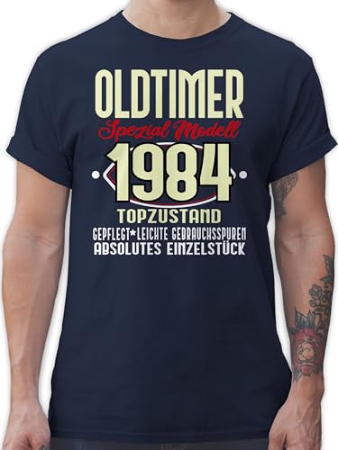 T-Shirt Herren - 40. Geburtstag - Oldtimer Spezial Modell 1984 Vierzigster - L - Navy Blau - Shirt männer 40 Geburtstagskind Maenner Tshirt zum t lustiges tischert 40igsten männer 40ster von Shirtracer