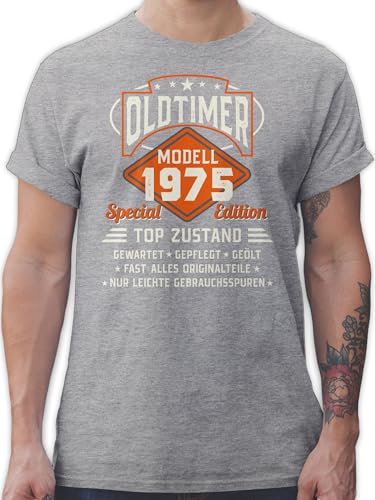 T-Shirt Herren - 50. Geburtstag - Oldtimer Modell 1975-3XL - Grau meliert - geburtstagtshirt 50th Birthday Tshirt 50 (50) Shirts Geschenk zum fünfzigsten Outfit 50er 50iger 1974 t Shirt von Shirtracer