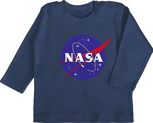 Baby Langarmshirt - Aktuelle Trends - NASA Meatball Logo - 6/12 Monate - Navy Blau - Shirts Tshirt Shirt t-Shirts Langarm t-Shirt Nerd Clothes Patch babysachen geekshirt Space Tshirts jungsgeschenke von Shirtracer