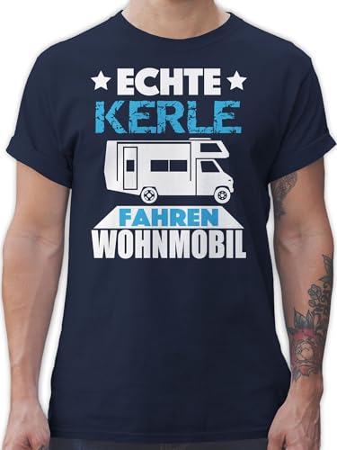 T-Shirt Herren - Fahrzeuge - Echte Kerle Fahren Wohnmobil - L - Navy Blau - Tshirt Camping männer Wohnwagen männertagsgeschenke Camper t Shirt Geschenk für wohnmobilfans Fahrzeug t-schirt Shirts von Shirtracer