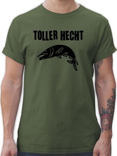 T-Shirt Herren - Angler Geschenke & Angeln Zubehör - Toller Hecht - M - Army Grün - Tshirt männer Angel sprüche Tshirts Angel- t Shirt Fisch leiberl Sport Fun-t-Shirts Motto Shirts Kurzarm von Shirtracer