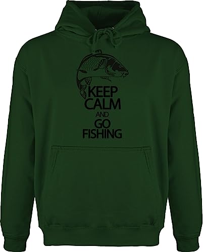 Shirtracer Hoodie Herren Pullover Männer - Angler Geschenke & Angeln Zubehör - Keep Calm and go Fishing - XL - Dunkelgrün - angelgeschenke Angel Pulli angelgeschenk Fischerei Hoodies fischen Hoody von Shirtracer