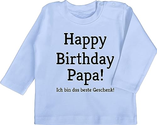 Baby Langarmshirt - Event und Anlass Geschenke - Happy Birthday Papa! Ich Bin das Geschenk! - 18/24 Monate - Babyblau - Papa hat Geburtstag mädchen Alles Gute zum Tshirt Geschenk t Shirt Beste von Shirtracer