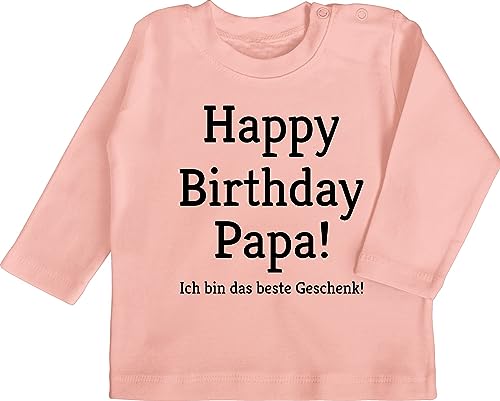 Baby Langarmshirt - Event und Anlass Geschenke - Happy Birthday Papa! Ich Bin das Geschenk! - 6/12 Monate - Babyrosa - t Shirts Papa sprüche Langarmshirts für Baby-mädchen zum Geburtstag t- Shirt von Shirtracer