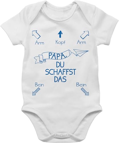 Baby Body Mädchen - Strampler & - Papa, du schaffst das! Junge - 3/6 Monate - Weiß - geschenk zur pinkelparty sachen für neugeborene dad bodys anleitung mit sprüchen papa babykleidung von Shirtracer