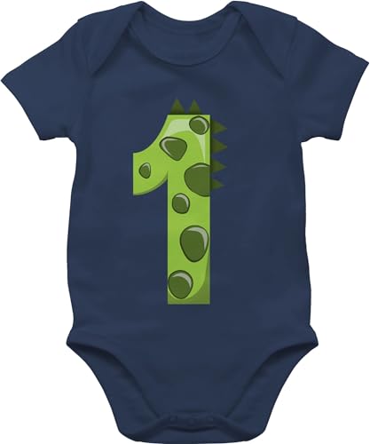 Baby Body Junge Mädchen - 1. Geburtstag - Erster Dinosaurier - 12/18 Monate - Navy Blau - 1 jahr eins outfit einjährige one dino babybody kleidung first birthday outfits 1geburtstag kurzarm von Shirtracer
