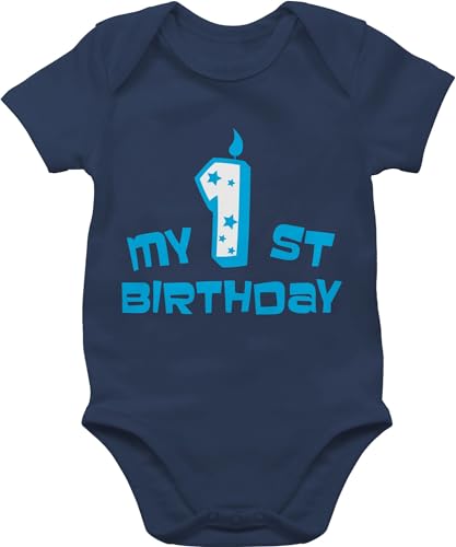 Baby Body Junge Mädchen - 1. Geburtstag - My first Birthday - 12/18 Monate - Navy Blau - girl outfit geburtstagsbody 1 jahr einjährige strampler boy one year clothes 1geburtstag buddy kurzarm für von Shirtracer