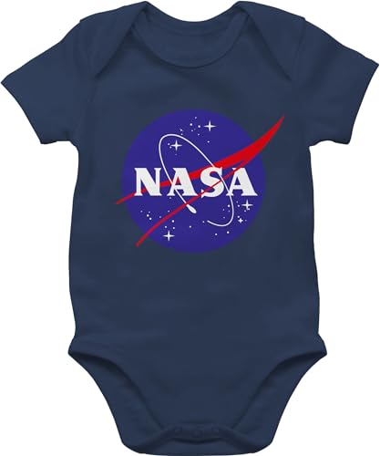 Baby Body Junge Mädchen - Aktuelle Trends - Nasa Meatball Logo - 3/6 Monate - Navy Blau - babystrampler jungen patch strampler kurzarm astronaut baby-kurzarmbodys space babysachen nerds & geeks von Shirtracer