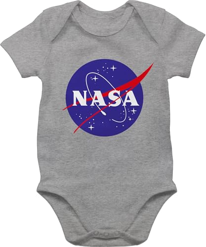 Baby Body Junge Mädchen - Aktuelle Trends - Raumfahrt Nasa Meatball Logo I - 6/12 Monate - Grau meliert - geschenke für babys space strampler patch babybody sternen bz10 astronaut von Shirtracer