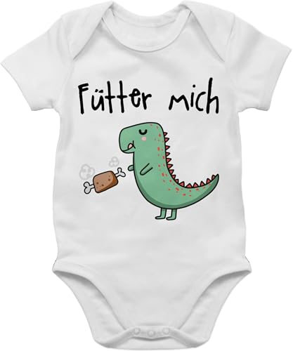 Baby Body Junge Mädchen - Strampler & - Fütter mich - 1/3 Monate - Weiß - dinosaurier lustig sachen für neugeborene dino bodys zur geburt babysachen mit sprüchen babybody geschenke babykleidung von Shirtracer