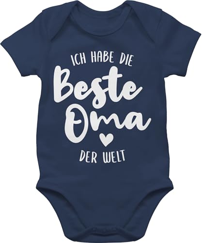 Baby Body Junge Mädchen - Strampler & - Ich habe die beste Oma der Welt - 3/6 Monate - Navy Blau - mit sprüche babymode witzig sachen für neugeborene ist bodys babygeschenk zur geburt hab von Shirtracer