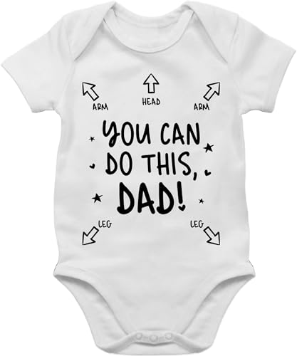 Baby Body Junge Mädchen - Strampler & - You can do this Dad - Anleitung für Papa - 3/6 Monate - Weiß - kurzarm babysachen jungen neugeborene kinder schafft das daddy bodys du schaffst von Shirtracer