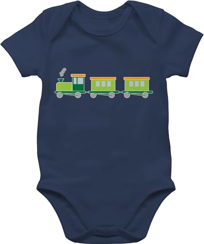Baby Body Junge Mädchen - Bagger Traktor und Co. - kleiner Zug - 12/18 Monate - Navy Blau - strampler mit flugzeugen fahrzeuge züge bz10 dampflok babyklamotten eisenbahn kurzarm kurzarmbody von Shirtracer