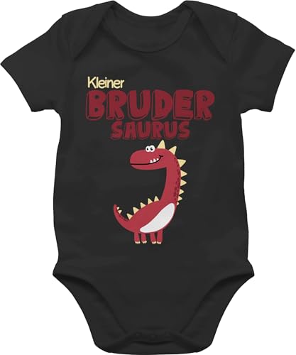 Baby Body Junge Mädchen - Bruder - Kleiner Brudersaurus - 1/3 Monate - Schwarz - dinosaurier little brother outfit lil bro geschwister bodys brüder 2024 kleine saurus babysachen von Shirtracer