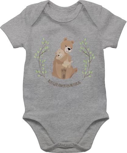 Baby Body Junge Mädchen - Erster Muttertag I Alles Gute Mama Mutti - 1/3 Monate - Grau meliert - muttertagsgeschenke erste muttertagsgeschenk babybody erstes muttertagsstrampler muttertags 1 bz10 von Shirtracer