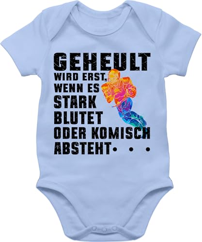 Baby Body Junge Mädchen - Geheult wird erst wenn es stark blutet American Football Spruch Geschenke American Football Gifts I - 12/18 Monate - Babyblau von Shirtracer