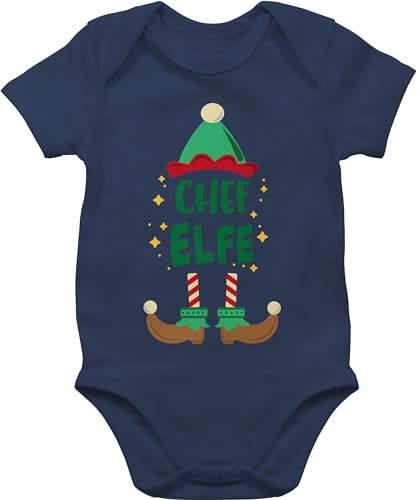 Baby Body Junge Mädchen - Geschenke Christmas - Weihnachten Chef Elfe I Weihnachtself - 3/6 Monate - Navy Blau - elf weihnachtsoutfit weihnachtsmotiv elfen babykleidung weihnachtsbody weihnacht von Shirtracer