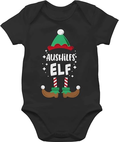 Baby Body Junge Mädchen - Geschenke - Weihnachten Aushilfs-Elf I Weihnachtself I Weihnachts Elf I Christmas Elf - 6/12 Monate - Schwarz - weihnachtsbody weihnachtsoutfit weihnachtsmotiv elfe von Shirtracer