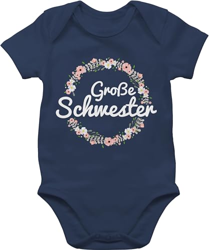 Shirtracer Baby Body Junge Mädchen - Große Schwester I Geschenk - 18/24 Monate - Navy Blau - babystrampler big sister sis schwestern babybody strampler grosse grose schweste babybodys für blumenkranz von Shirtracer