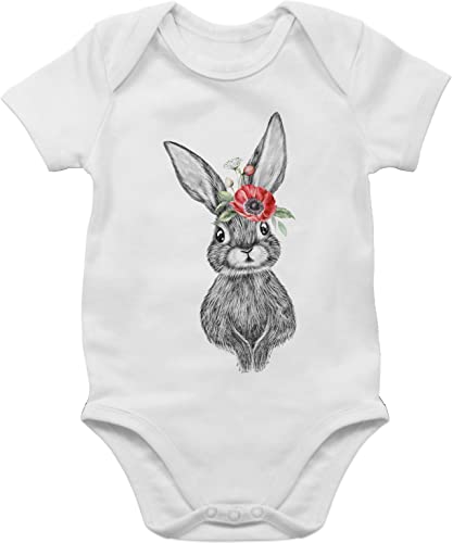 Baby Body Junge Mädchen - Hase I Kaninchen I Bunny I Häschen - 6/12 Monate - Weiß - ostern kleidung osterhasen rabbit osterhase ostern￼ hasen hasenmotiv mit motiv von Shirtracer