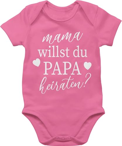 Shirtracer Body Junge Mädchen - Hochzeit - Mama willst du Papa heiraten - Wollen wir Papa heiraten Baby Daddy heiraten Willst du meinen Papa heiraten Heiratsantrag - 3/6 Monate - Pink von Shirtracer