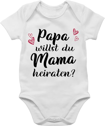 Body Junge Mädchen - Hochzeit - Papa willst du Mama heiraten - Neugeborenen Heiratsantrag Willst Du meine Mama heiraten Baby Antrag - 12/18 Monate - Weiß - bodys babysachen kurzarm strampler von Shirtracer