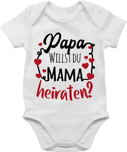 Shirtracer Body Junge Mädchen - Hochzeit - Papa willst du Mama heiraten - Wollen wir Papa heiraten Heiratsantrag Willst Du meine Mama heiraten Neugeborenen Antrag Papi Baby - 3/6 Monate - Weiß von Shirtracer