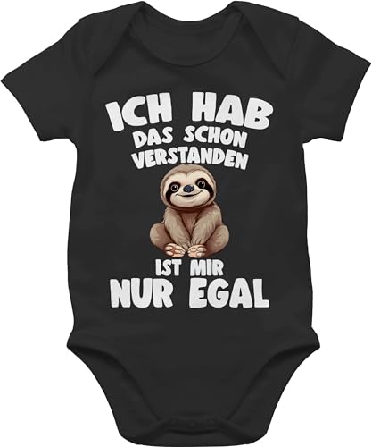 Baby Body Junge Mädchen - Ich hab das schon verstanden ist mir nur egal I Lustiger Spruch Faultier - 3/6 Monate - Schwarz - lustige+strampler sloth lustige sprüche bodys mit verstanden, babysachen von Shirtracer