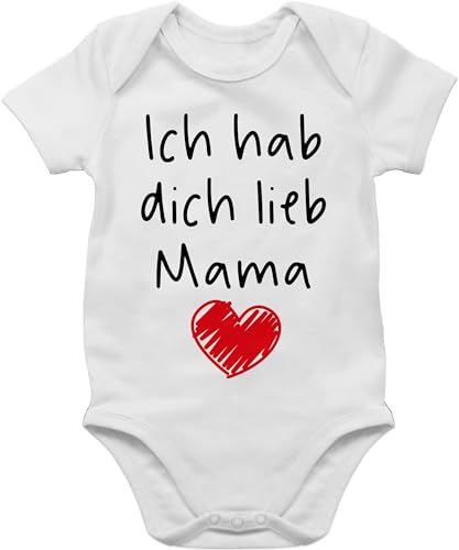 Shirtracer Baby Body Junge Mädchen - Ich hab dich lieb Mama - 1/3 Monate - Weiß - geschenk geburt kurzarmbody muttertag muddi liebe strampler i love mum babykleidung jungen mama's mamas you babybody von Shirtracer