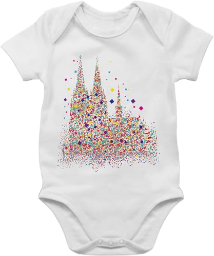 Baby Body Junge Mädchen - & - Kölner Dom Konfetti I Karneval I Fasching - 3/6 Monate - Weiß - kölsche faschingsstrampler fastnacht köln babybody kölscher faschings koln bz10 fasnacht kölle von Shirtracer