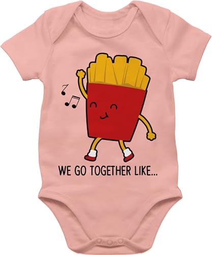 Baby Body Junge Mädchen - Karneval & Fasching - We go together like... Pommes - 1/3 Monate - Babyrosa - faschingsstrampler fastnacht statement babybody faschings bz10 tier fasnacht kurzarmbody von Shirtracer
