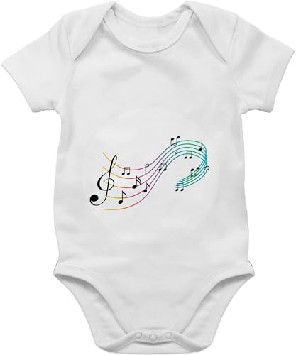 Baby Body Junge Mädchen - Karneval & Fasching - Glücksbär Noten Musik I Music Geschenk Musiker I Musikerin Fastnacht I Fasnacht I Fasnet - 1/3 Monate - Weiß - faschingsstrampler faschings note von Shirtracer
